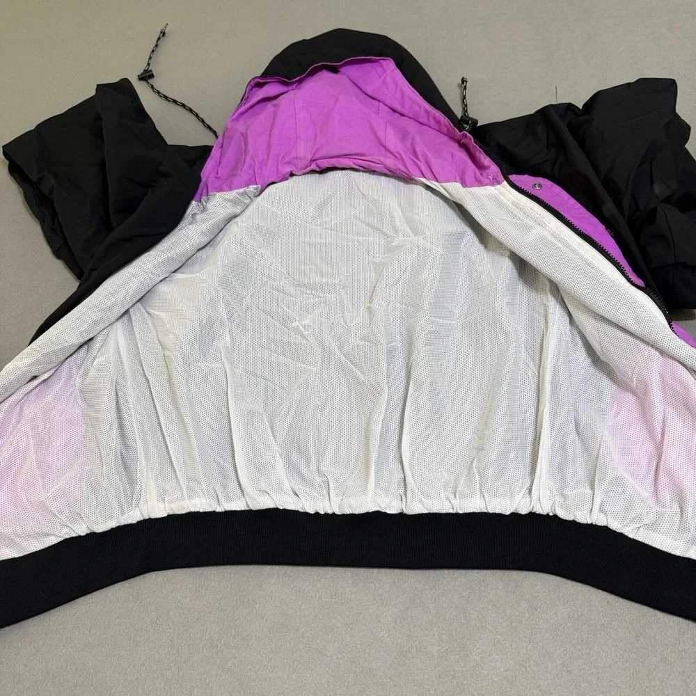 Vtg‎ Bomber Jacket Mens Large Black Hooded Full Zip Pro Fit Union USA 90s Custom
